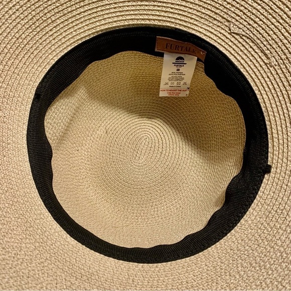 NEW Furtalk Straw Hat Navy Blue Bow Adjustable Size Detachable Chin Strap Paper - Picture 6 of 16